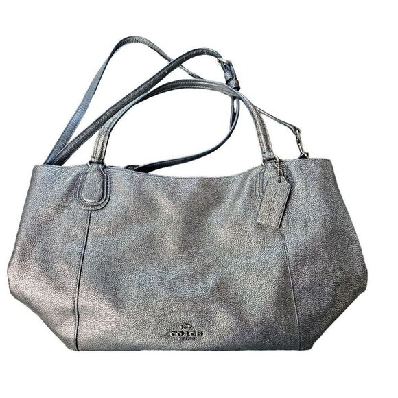 Coach Black Edie Shoulder Bag 28 Metallic Pebble Leather 36101